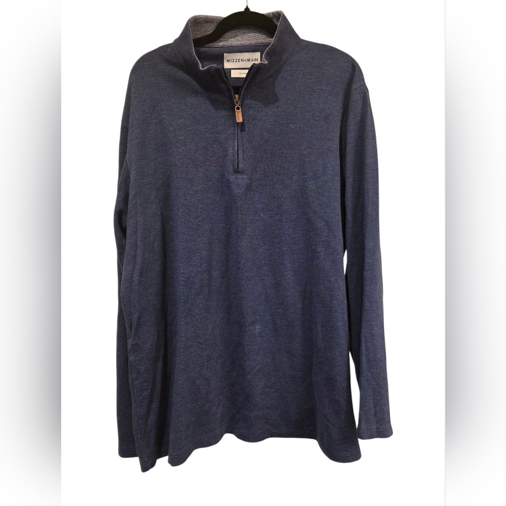 MIZZEN+MAIN Blue Heathered Quarter Zipâ Pullover Performance - Size XXL